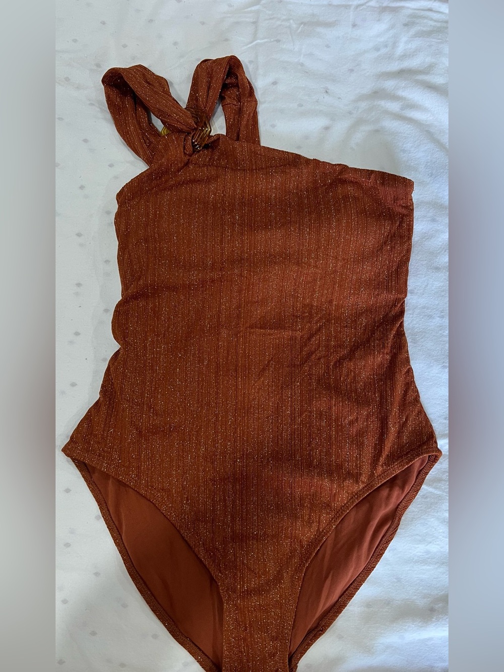Time and Tru Rust Shimmer One-Piece Swimsuit